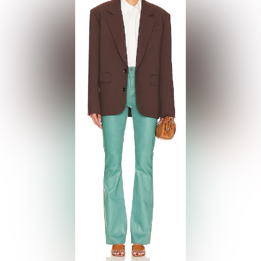 L'AGENCE: TEAL COATED STRAIGHT-LEG JEANS - Picture 3 of 9